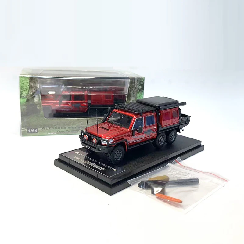 

Autobots Models 1:64 Toy Model Car Land Cruiser LC79 Double Cabin 6x6 Off-Road Refitting Alloy Car -Red & Sands