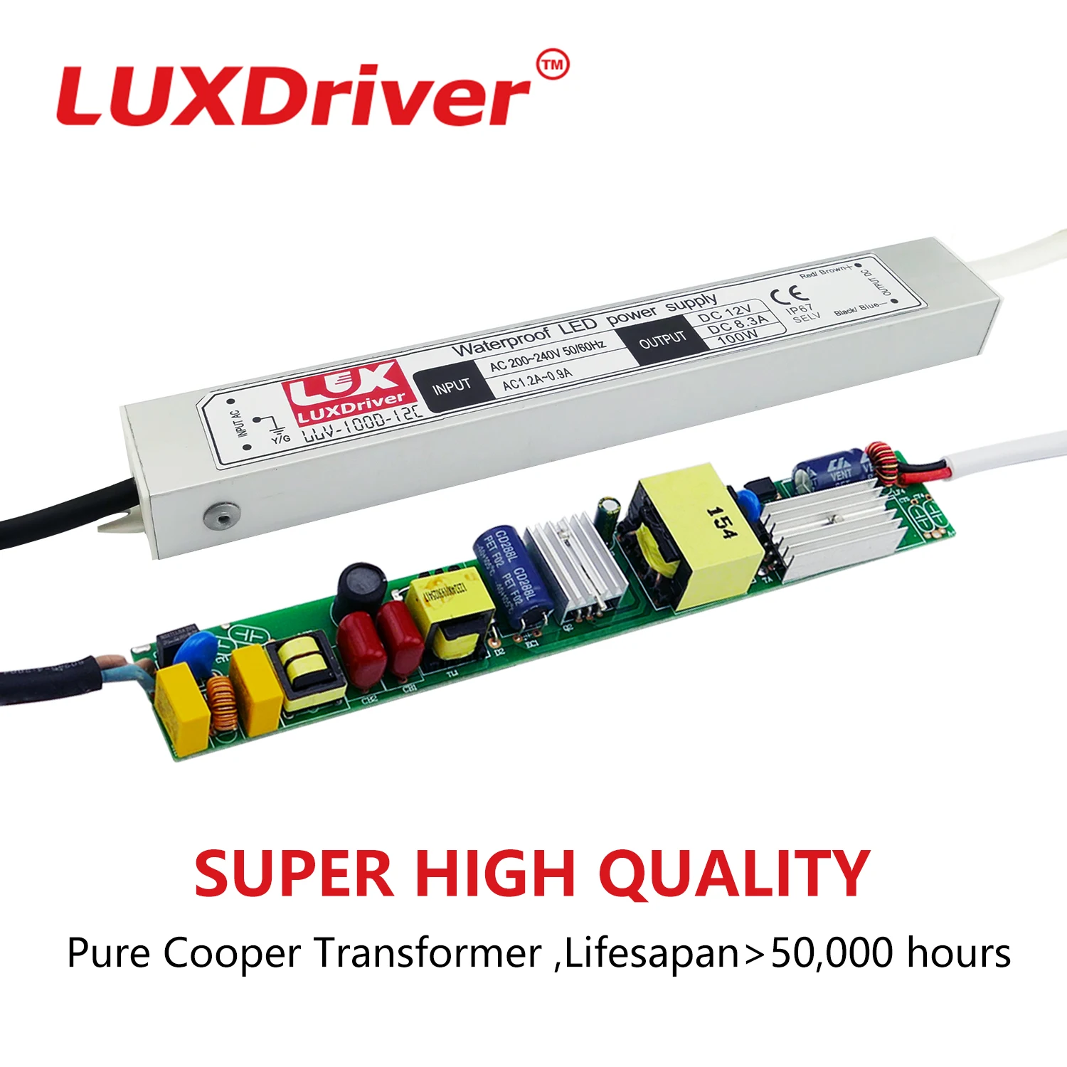 10W/20W/30W/40W/50W/60W/80W Water-proof DC Power Supply Slim Lighting Transformers 12V/24V  LED Drivers