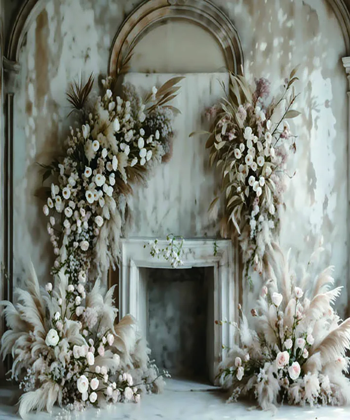 Mehofond Photography Background Boho Floral White Room Arch Adult Birthday Wedding Maternity Portrait Decor Backdrop Photo Studi