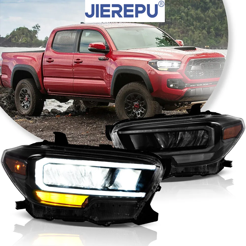 

1Pair Turn Signal Pair Vland LED Headlights For Toyota Tacoma 2016-2022 Black Full LED Reflector