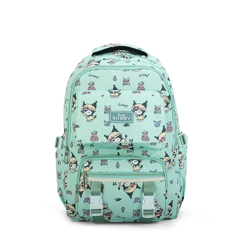 Sanurgente-Sac à dos Kuromi pour enfants, cartable noir et bleu, sac d'école étudiant, ordinateur, grande capacité GT, fille et garçon