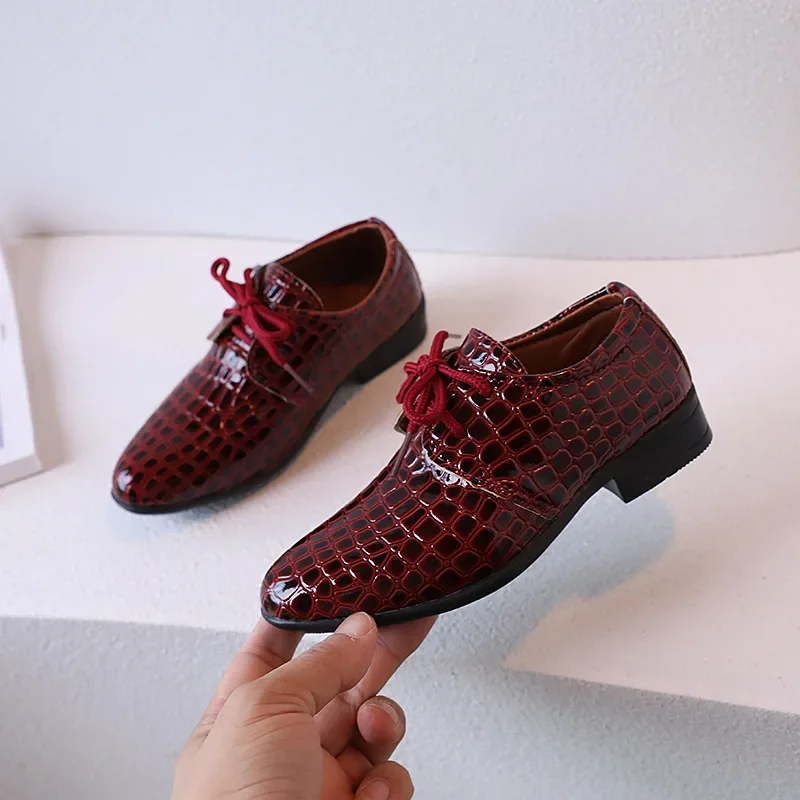 

Boys Leather Shoes Versatile PU Glossy Casual Fashion Kids Causal Dress Shoes for Party Wedding Shows Chic Children Mary Janes