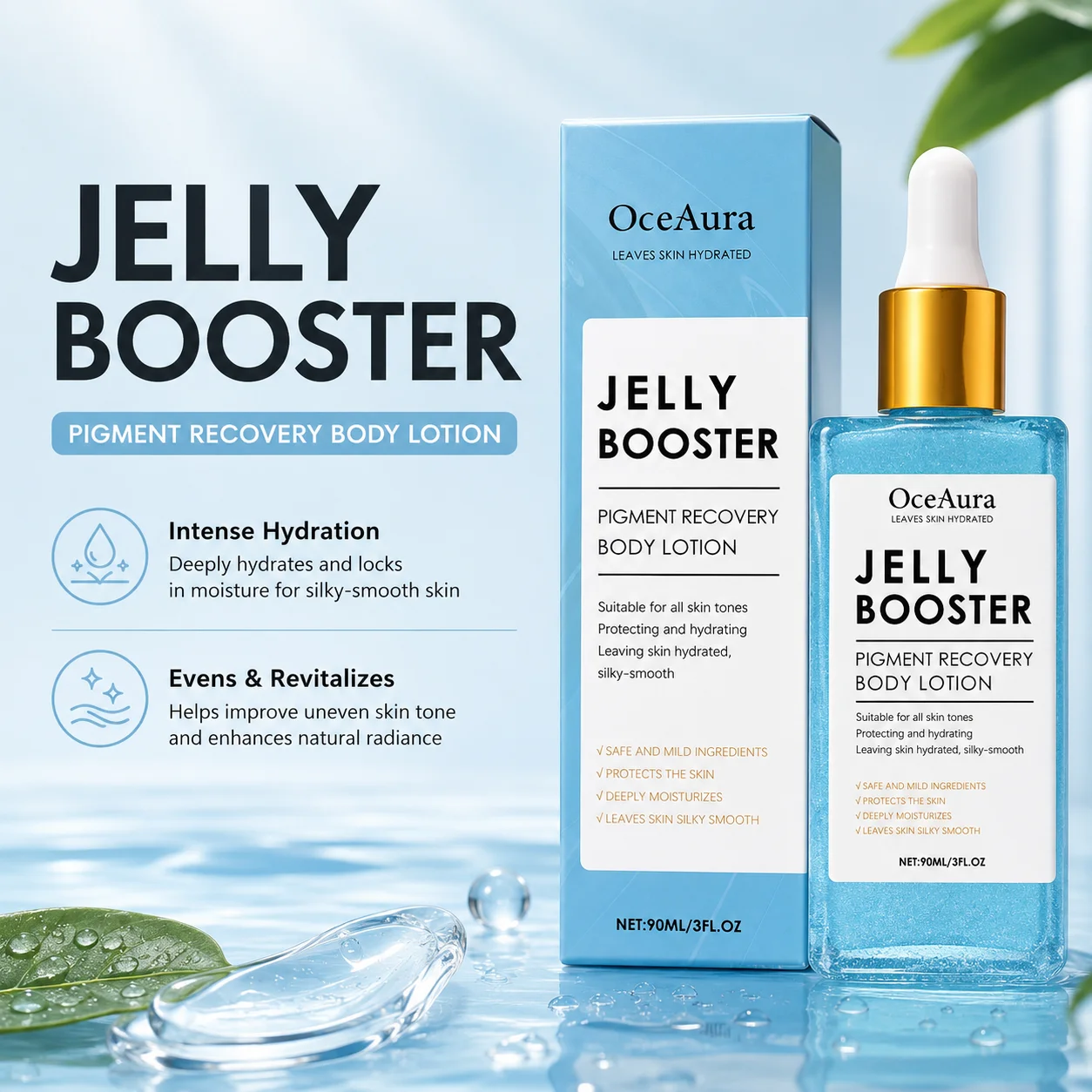 Oceaura Niacinamide Jelly Booster Serum For Dark Spots Care,Improve Uneven Skin Tone Minimize Pore Hydrating Brightening Essence