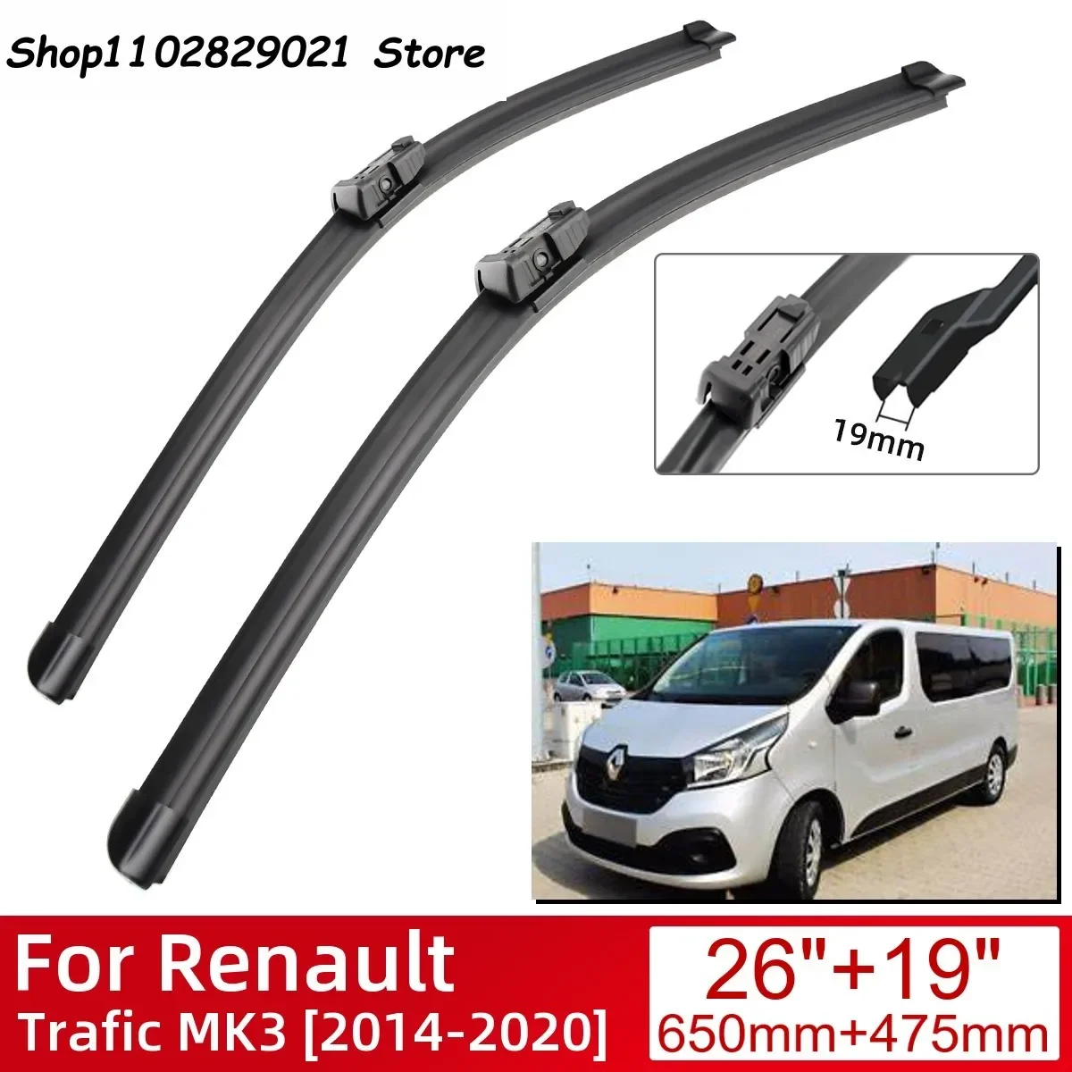 

For Renault Trafic MK3 2014-2020 Car Accessories Front Windscreen Wiper Blade Brushes Wipers 2020 2019 2018 2017