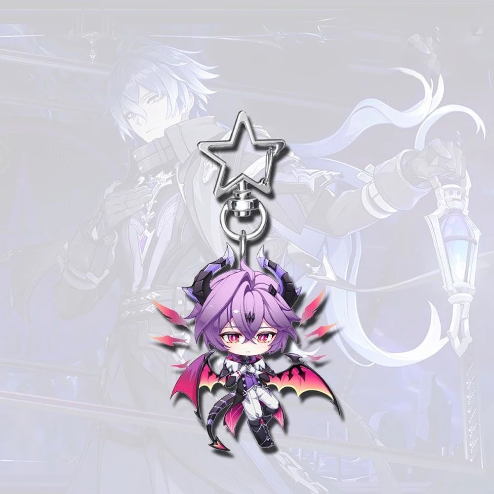Game Genshin Impact Durin Flins Lauma Skirk Cosplay Key Chain Acrylic Keychain Backpack Decoration Metal Star Keyring Prop image 2