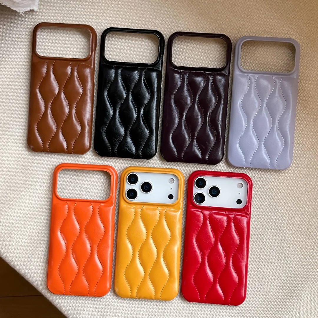

Luxury Down Jacket Leather Texture Shockproof Cover Phone Case For iPhone 17 16 15 14 13 Pro Max