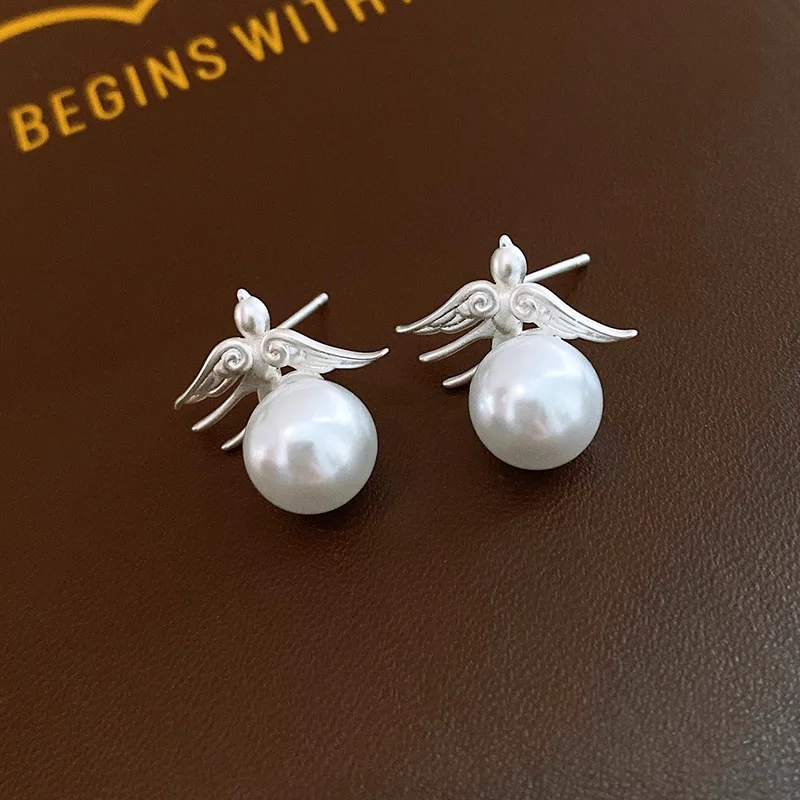 New South Korea Simple Swallow Bird Pearl Earrings Elegant Fashion Small Earrings Women's Jewelry