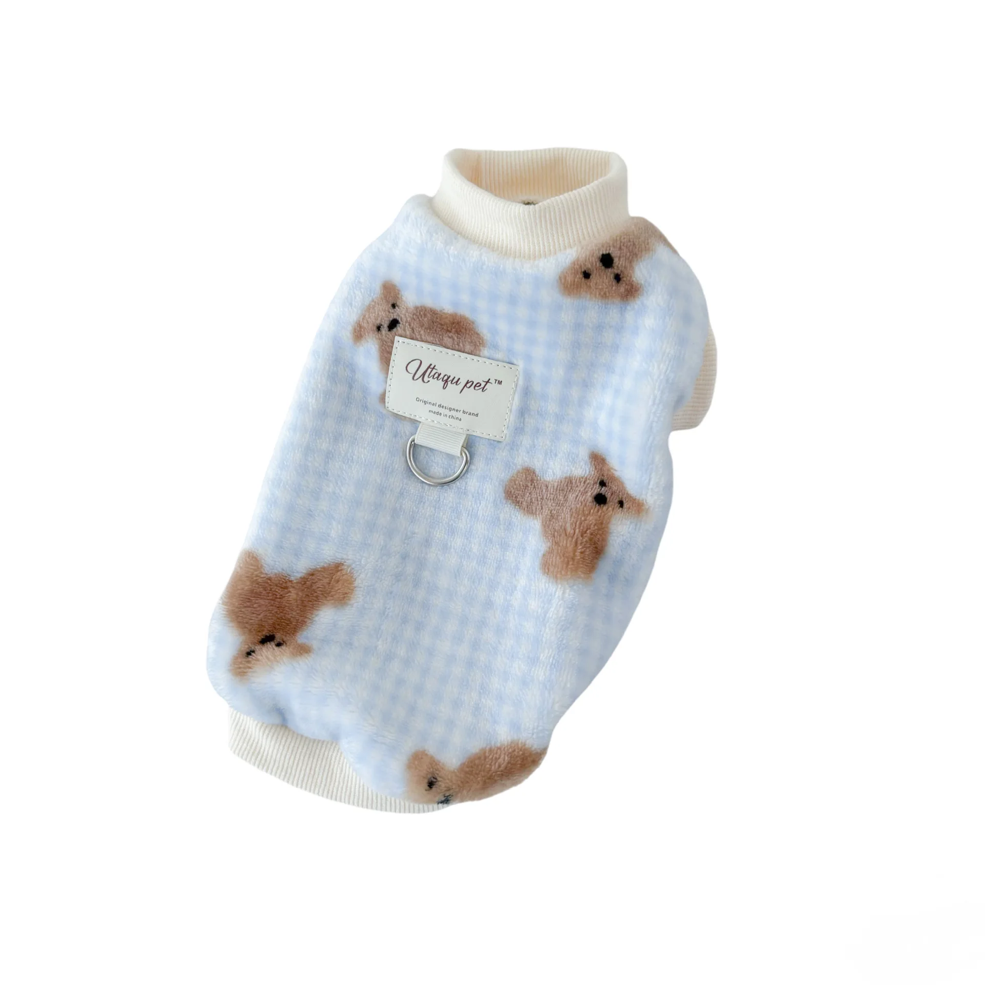 سترة كلب قطيفة على الوجهين دافئة بتصميم متقلب على شكل دب سترة للحيوانات الأليفة معطف من الصوف الناعم للكلاب الصغيرة والكلاب الصغيرة