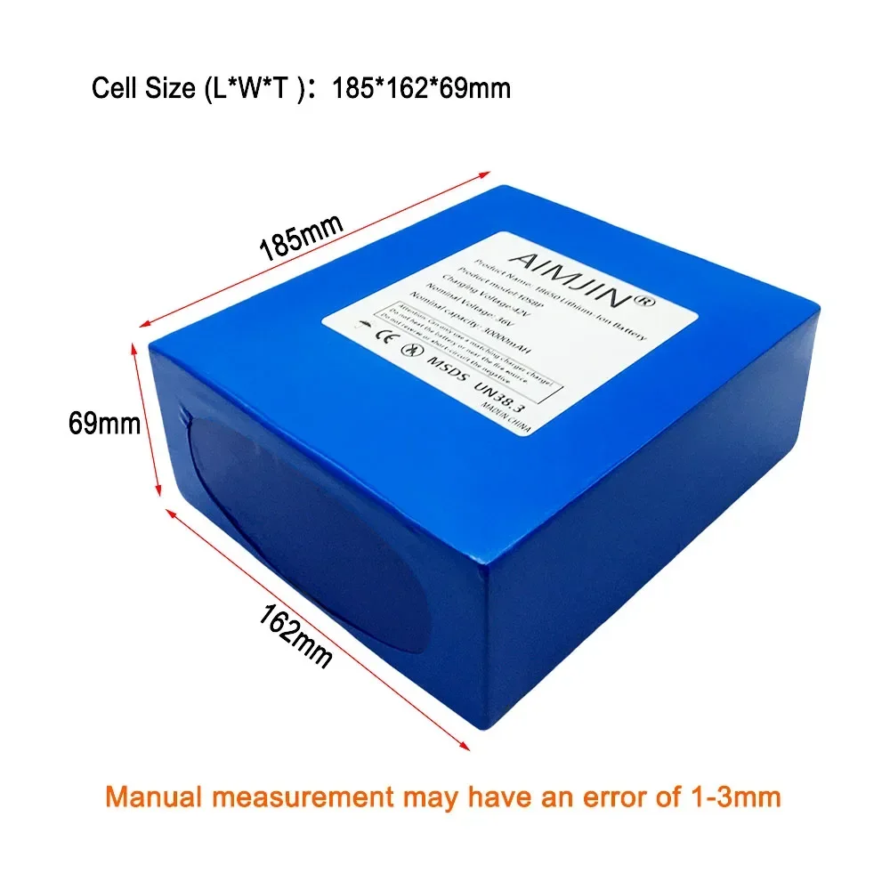18650 New 36V 30Ah 10S8P A-class lithium battery pack, 1500W high-power built-in BMS, suitable for various energy storage backup
