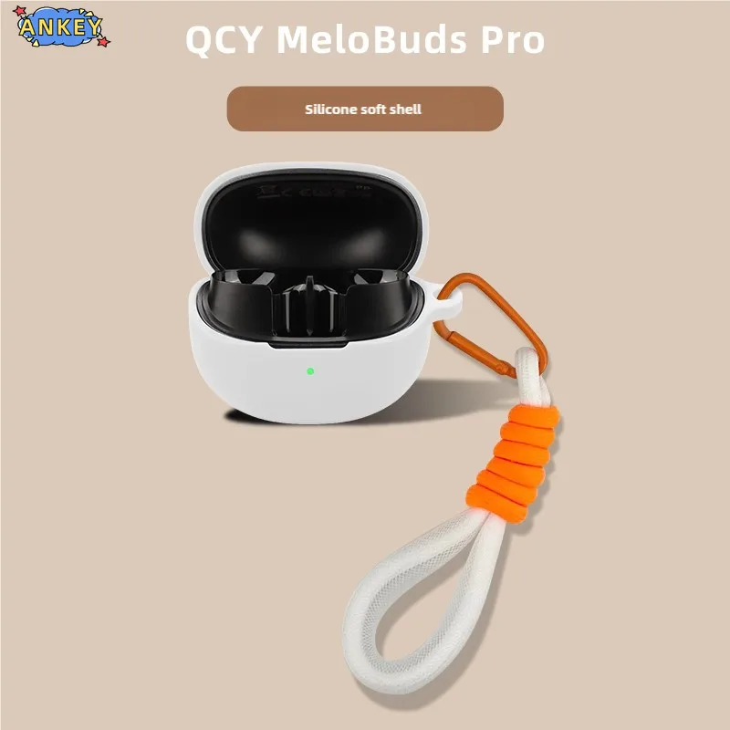 for QCY MeloBuds Pro Case HT08A Protective Nylon Lanyard Soft Cover Shells Anti Dust Sleeve Hand Rope Strap Accessories