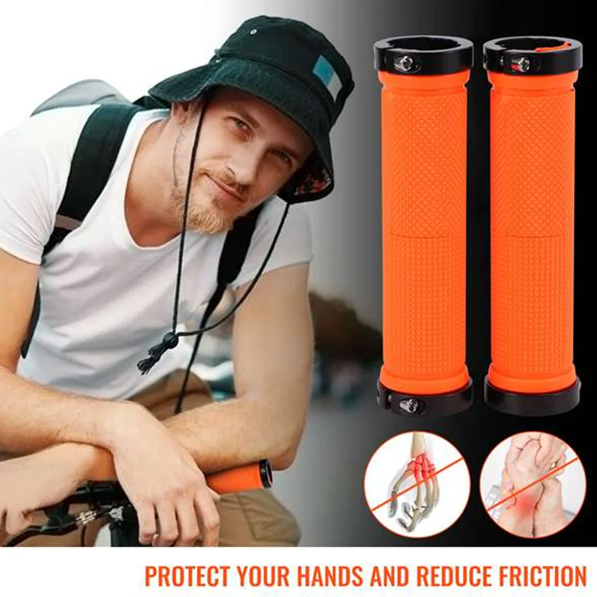 1 Pair Bicycle Handle Grip MTB BMX Bike Handlebar Grips Orange