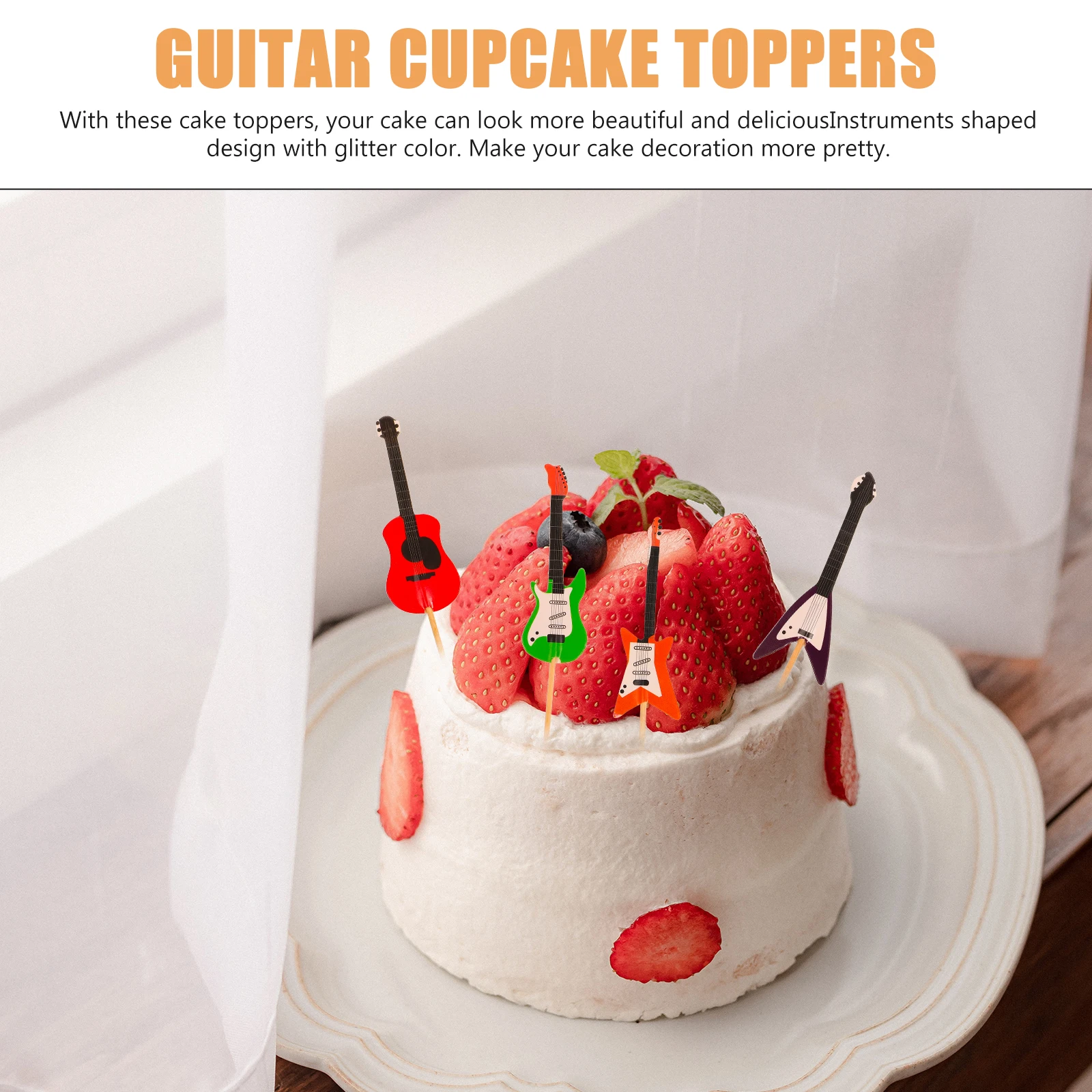 

Guitar Cake Picks Cupcake Toppers Musical Instrument Shaped Decorations Birthday Wedding Party Supplies Cake Decorating Tools