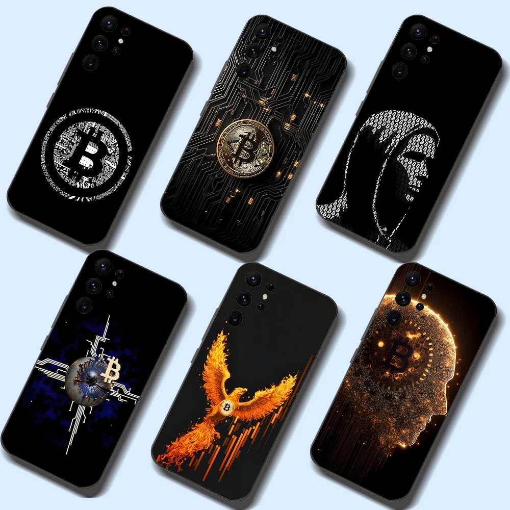 Neon Splatter Bitcoin Modern  Phone Case For Samsung Galaxy A52 A12 A51 S21 Edge S22ULTRA S23 S20LITE Plus ultra Black Cover