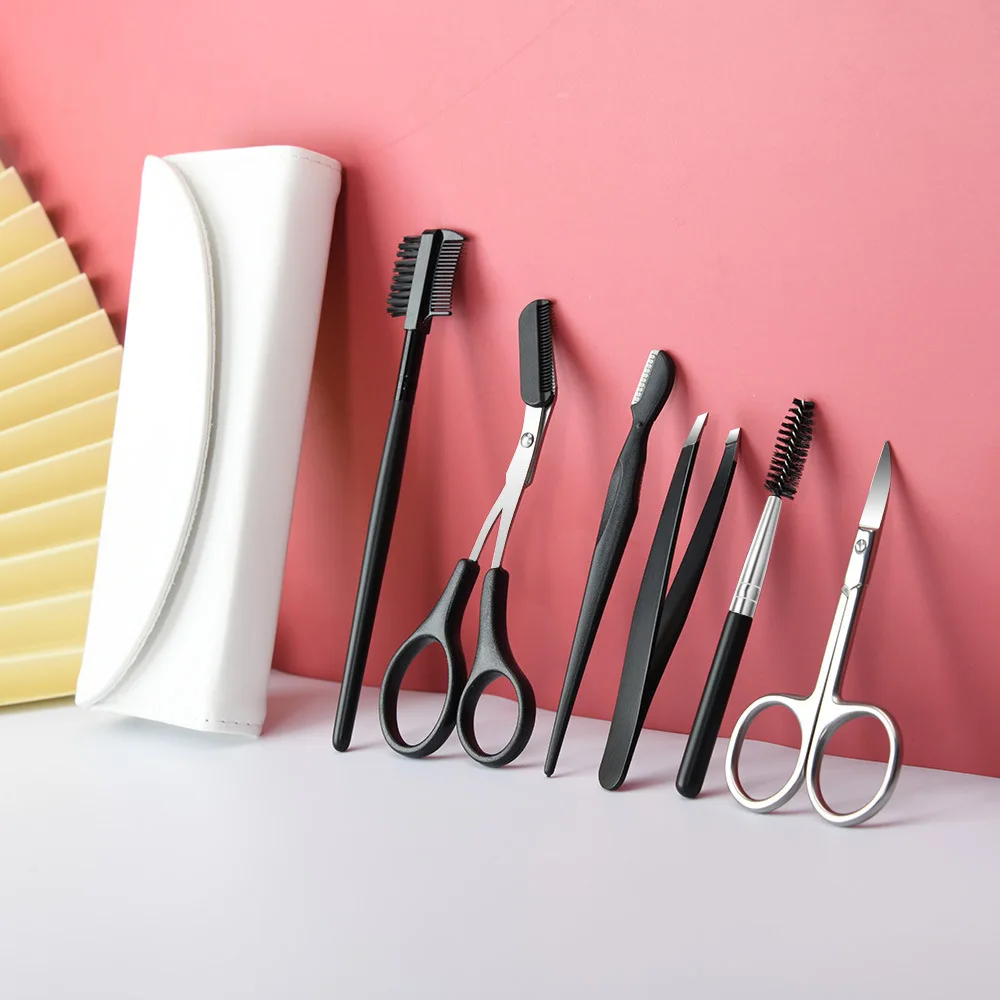 

Men's Stainless Steel Eyebrow Trimming Clip 5-piece Set Beginner Eyebrow Trimming Knife Scissors Eyelash Comb Set Makeup Tool