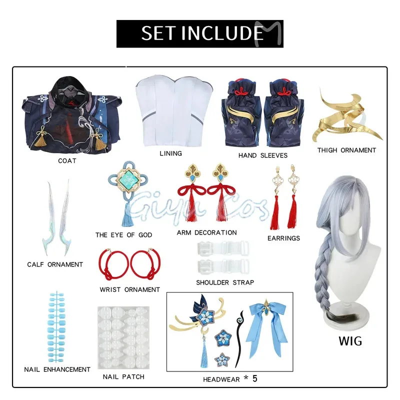 Frostflower Dew Shenhe Cosplay Costume Genshin Impact Adult Uniform Wig Anime Halloween Costumes Women Game Character Outfit