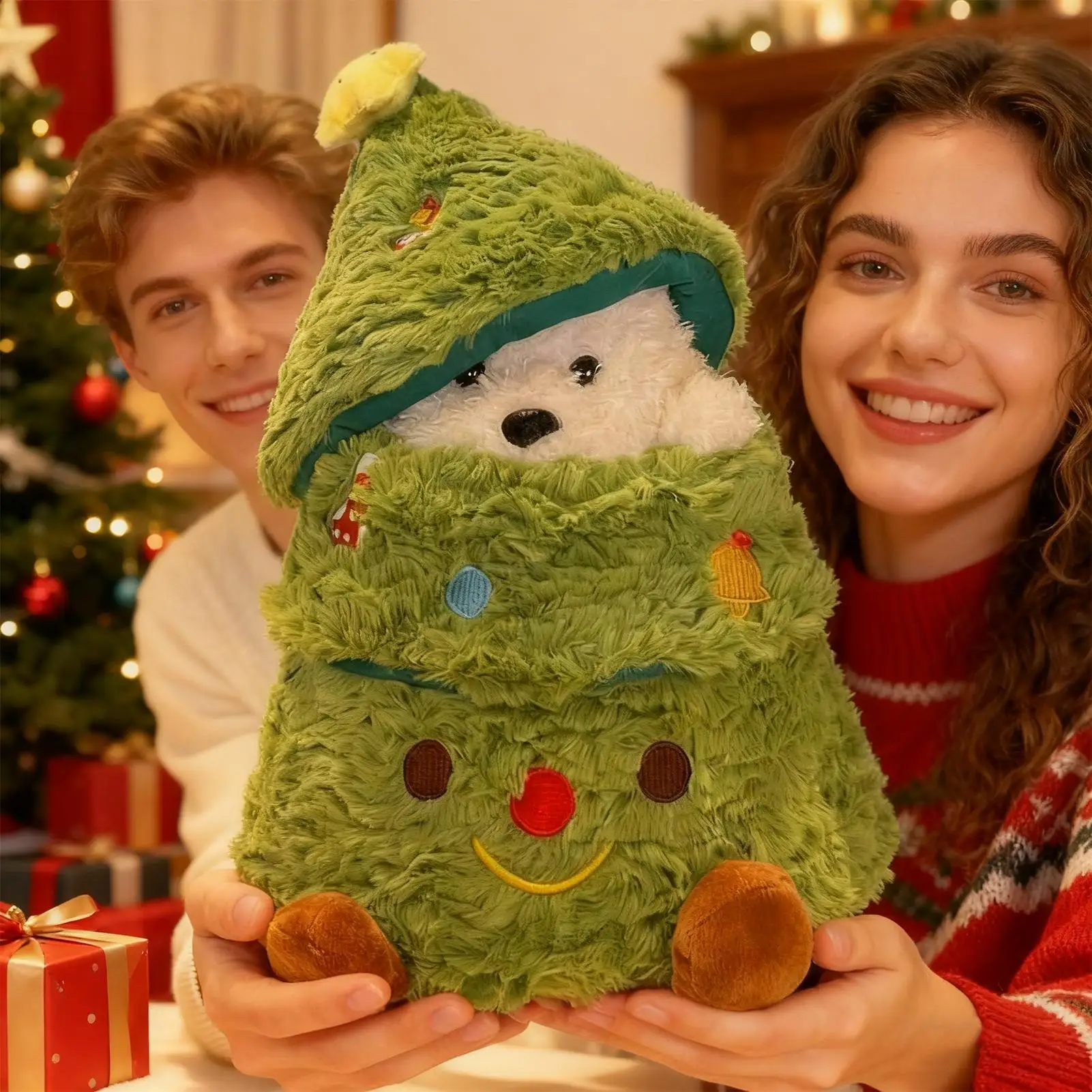 Christmas Plush Toys Tree Shaped Decor With Puppy Doll Christmas Dolls For Kids Easter Girls Boys Children Holiday House Home