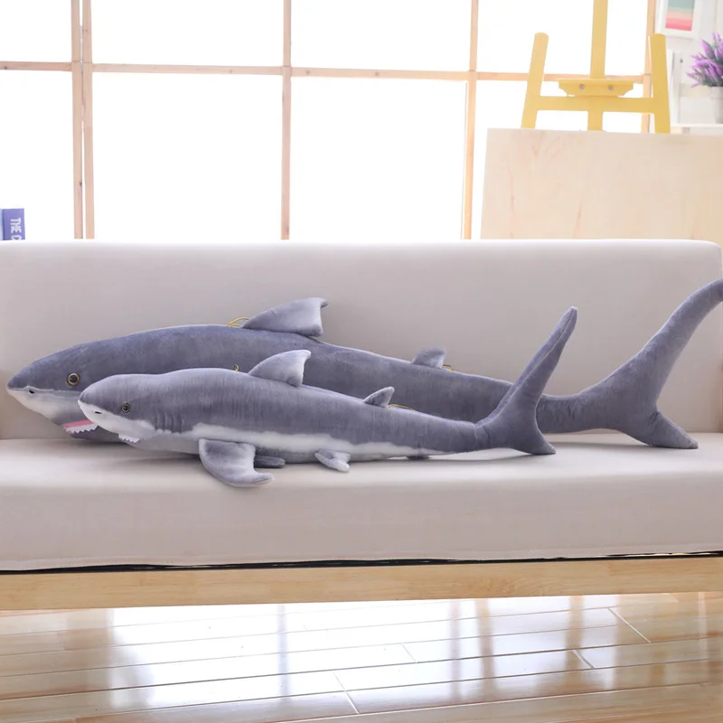 Simulation Shark Plush Toy Strip Sleeping Pillow Big White Shark Children Tricky Creative Toys Birthday Gift For Kids Friends