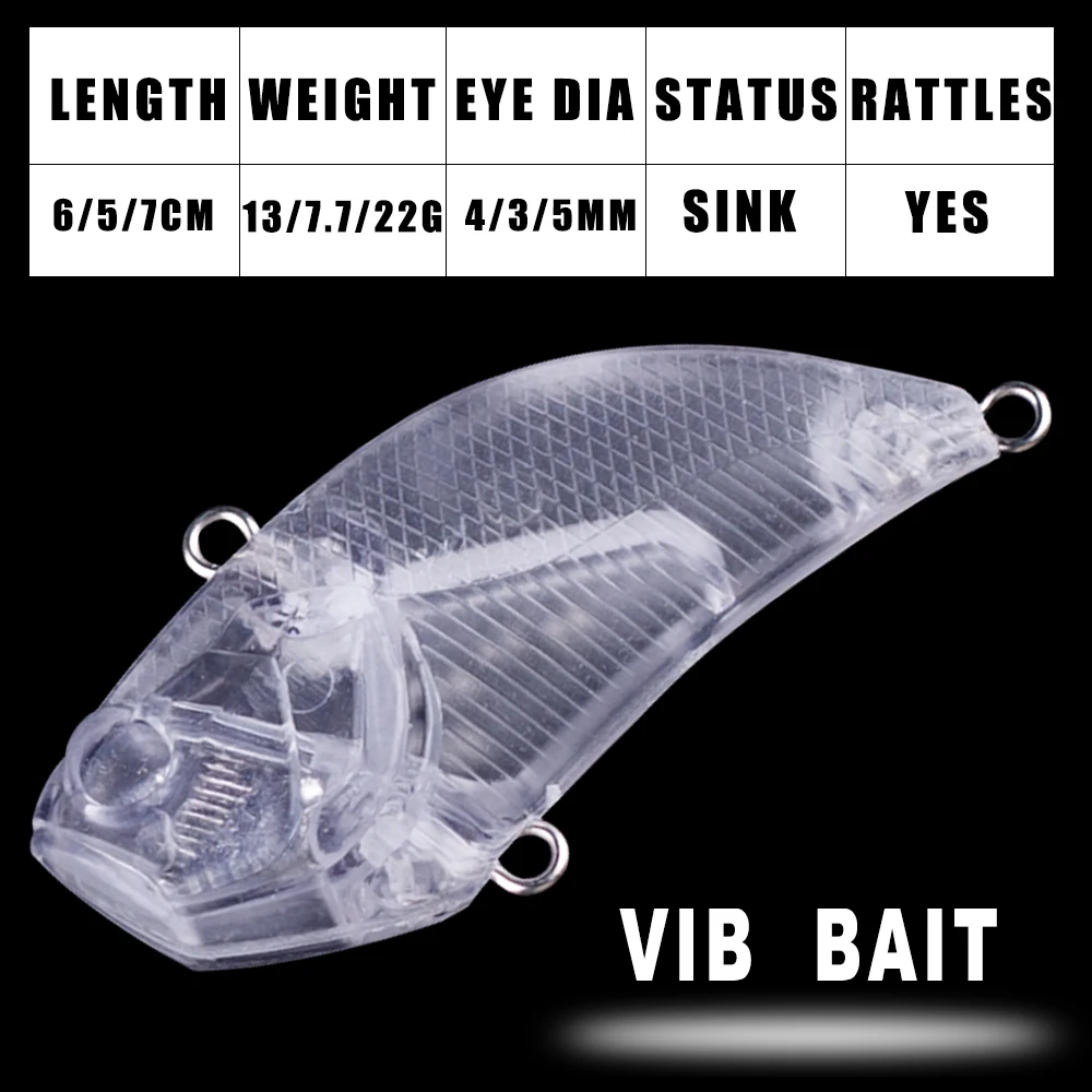 Dr.Holife 3Sizes Unpainted VIB Bait Blanks Lure Artificial Lure 6CM /5CM/7CM Sinking VIB Bodies Hard Bait For DIY Finshing Lures