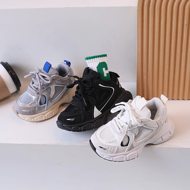 

Kids Casual Sports Shoes with Thick Soles Boys Girls Fashion Versatile Sneakers 2026 New Children Mesh Breathable Running Shoes
