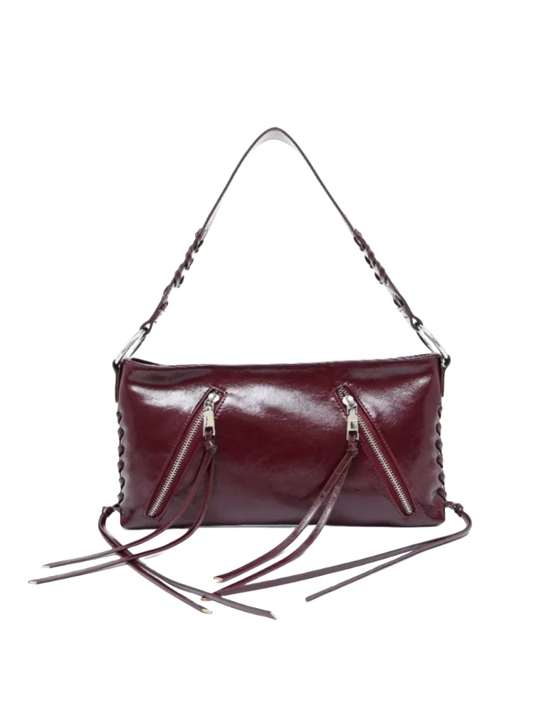 

2025 Fashion Drawstring Knotting Tassel Women Armpit Bag Stylish Rivet Zipper Closure Handbags Lady Shoulder Crossbody Bags