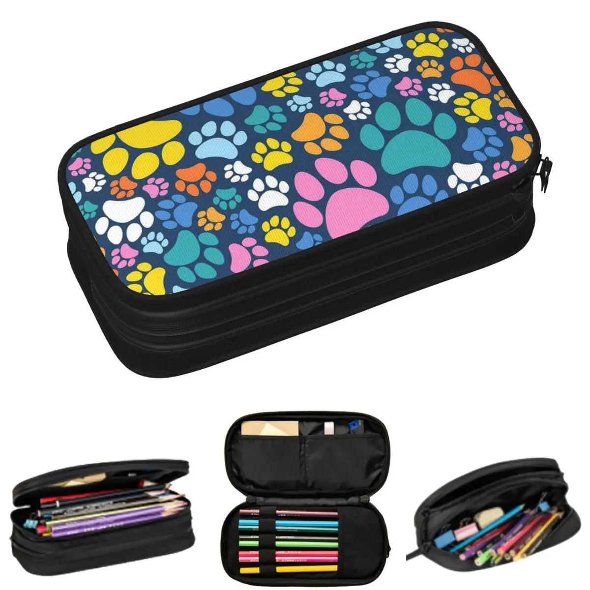 

Colorful Cat Paw Print Pencil Cases for Student Gifts Pen Box Pencil Bag Large Storage Pencil Pouch