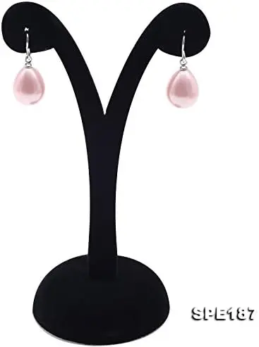 Favorite Pearl Sterling Silver Hook Earrings Pink 12x15mm Dangle Drop Shell Pearl Earring for Women Charming Birthday Party Gift