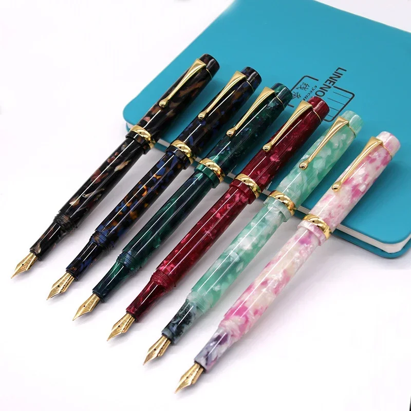 Small Tofu Cellulose Acetate Acrylic Fountain Pen Calligraphy Writing Pen Totating Pen Cap Pearl Resin Celluloid Gift