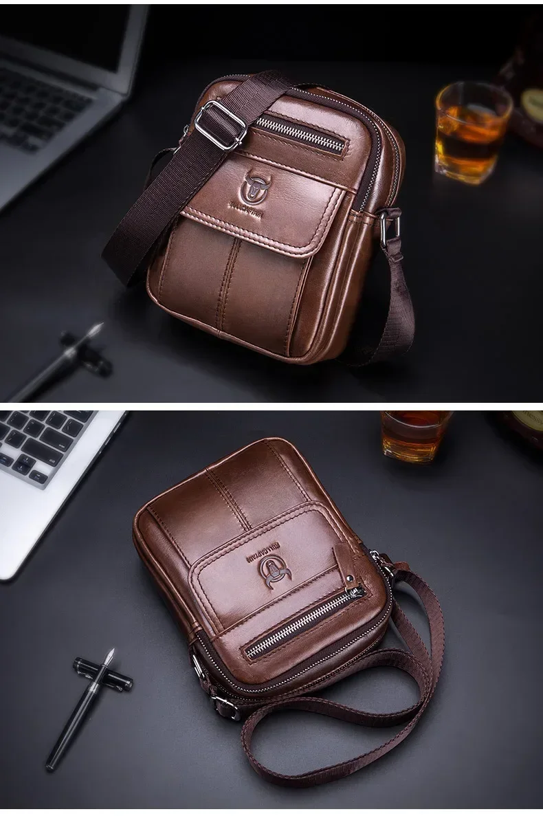 Bull captain lässige Herren Umhängetaschen Business Umhängetasche hochwertige Herren Rindsleder Tasche Mini große Kapazität Tasche – Detail 10