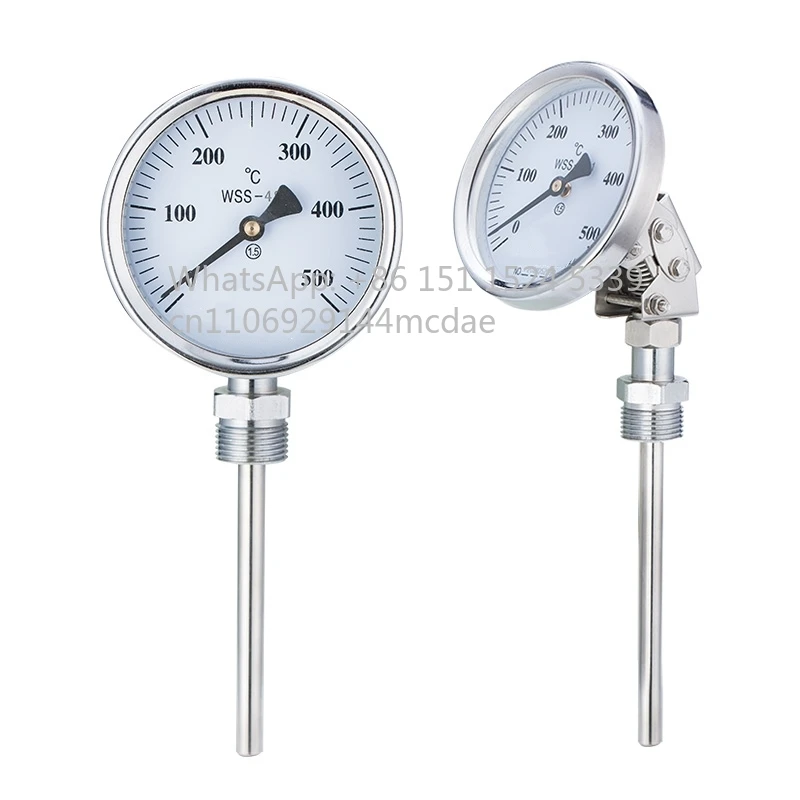 WSS Bimetal Thermometer for Water Boiler with 60mm 100mm 150mm Dial and 1/2 NPT Thread Temperature Gauge Industrial Process