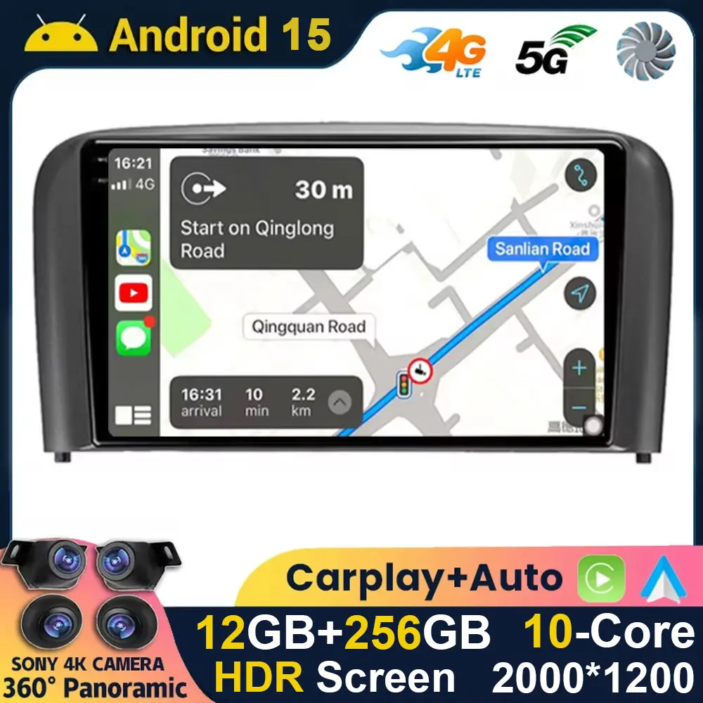 

Android 15 Carplay Auto WIFI+4G For Volvo S80 1 1998-2002 2003 2004 2005 2006 Car Radio Multimedia Video Player Navi GPS Stereo