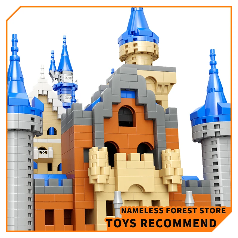 New Swan Stone Castle Diamond Building Blocks Fairy Tale Architecture Micro Bricks Model Medieval Set Toys Gifts for Kids Adult