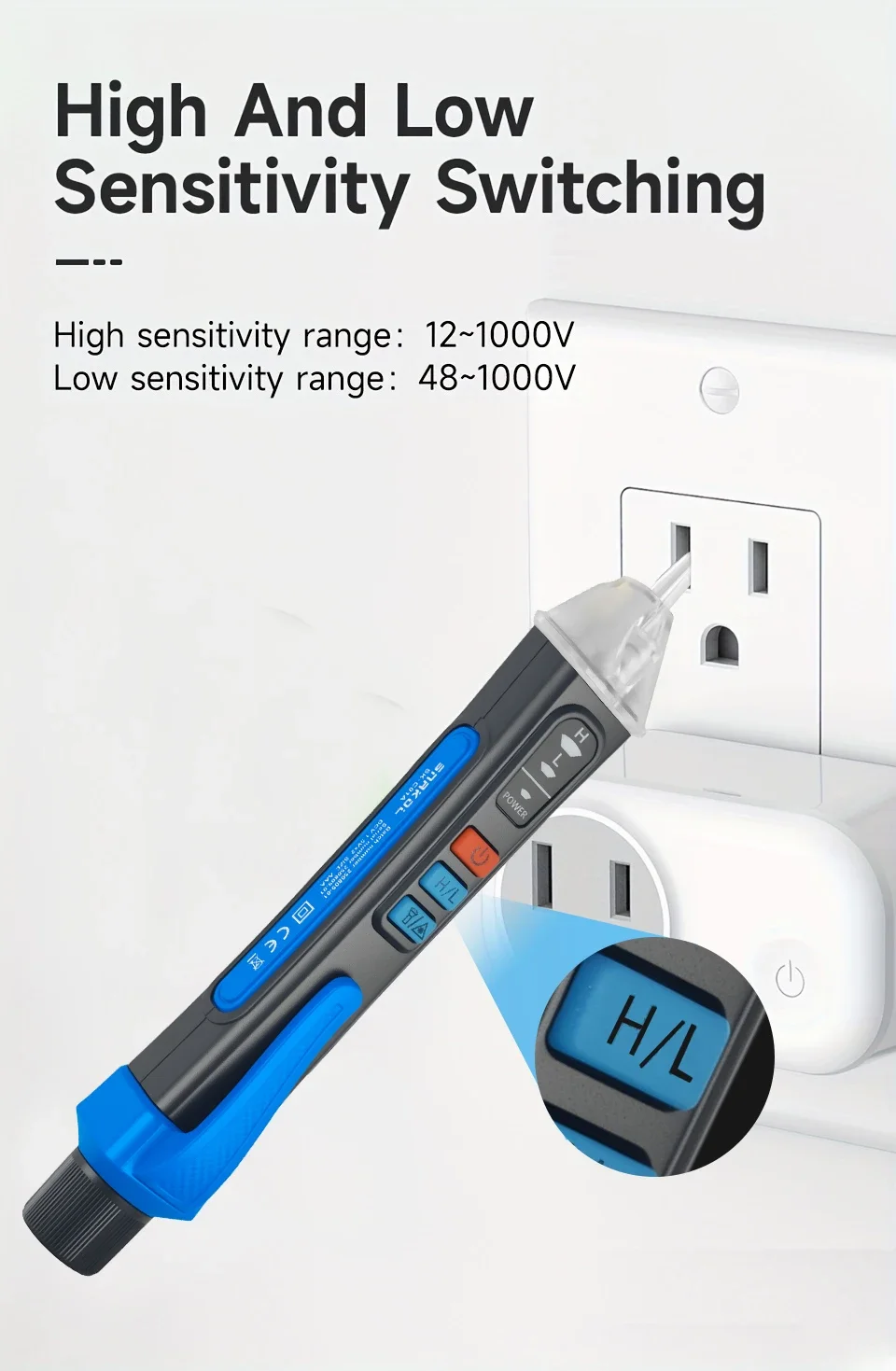 SNAKOL SK-C01A Berührungsloser AC-Spannungsprüfer mit Einstellbarer Empfindlichkeit, Leiter- und Neutralleiter-Fehlerpunktfinder, Elektrischer Teststift – Detail 13