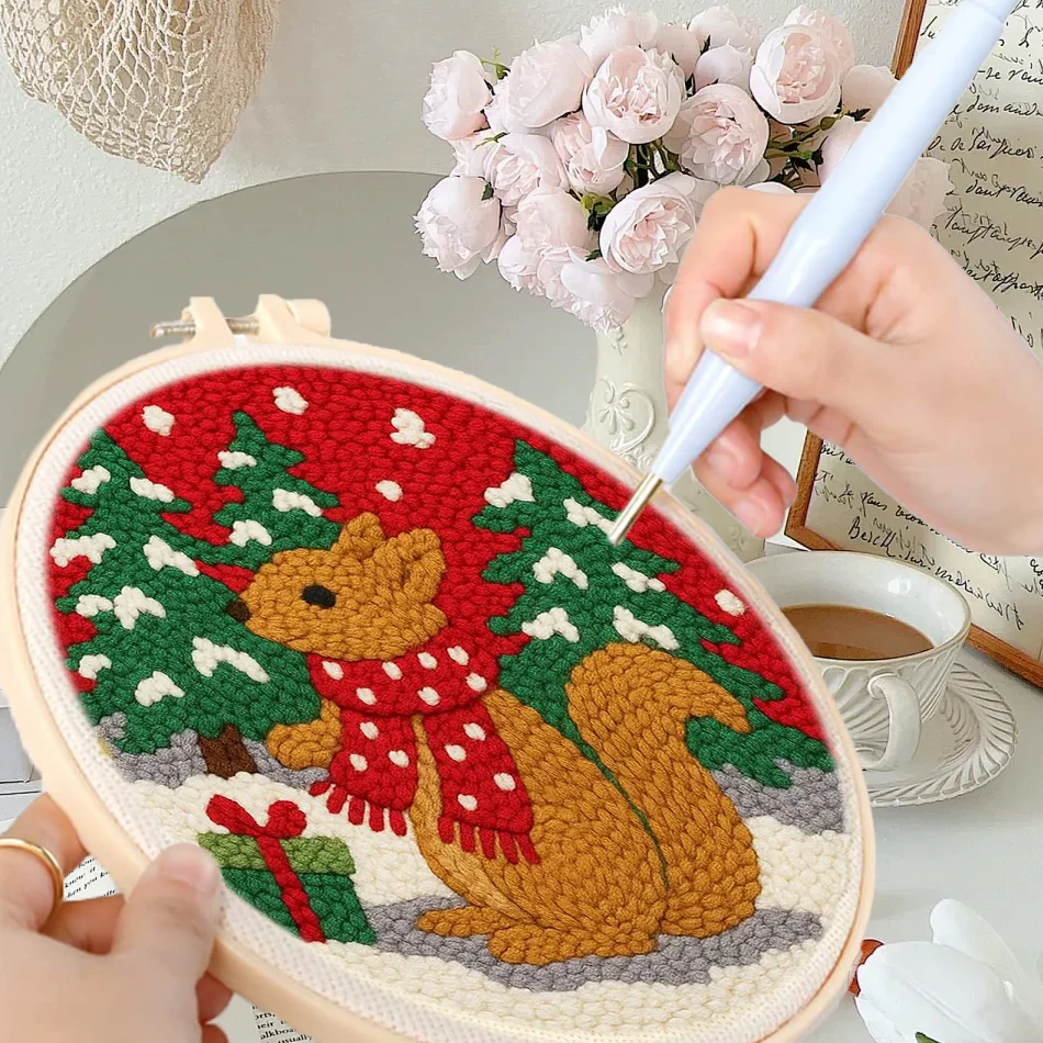 

GATYZTORY punch needle embroidery set Cross stitch art Diy Embroidery frame Christmas gifts Sewing accessories Yarn Diy crafts