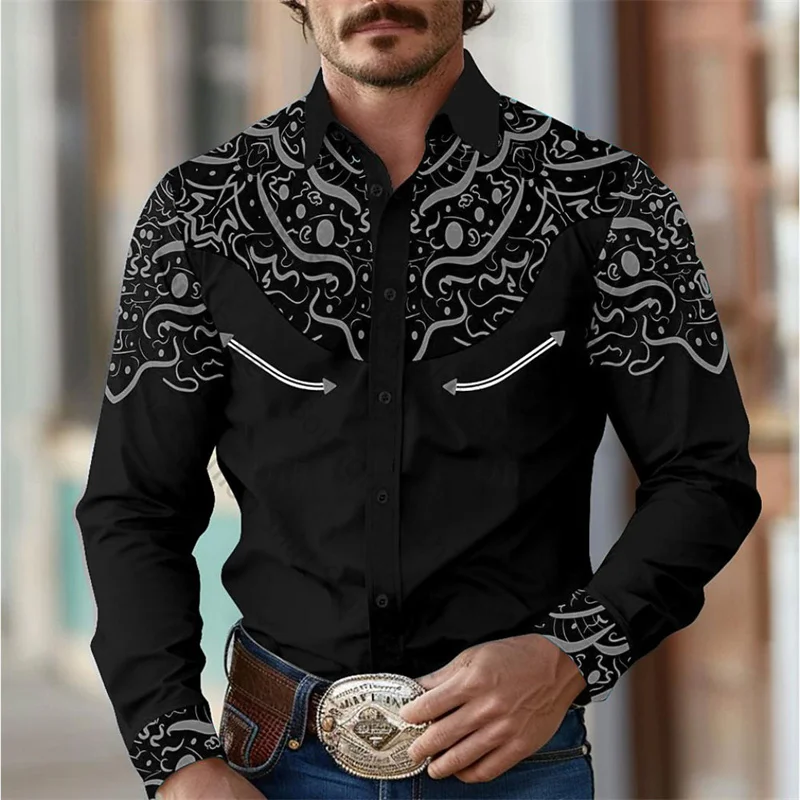 

Funny 3D Print Men's Shirts Business Casual Simple Style Lapel Top Tee Fashion Loose Long-sleeved shirt Autumn Trend y2k Clothes