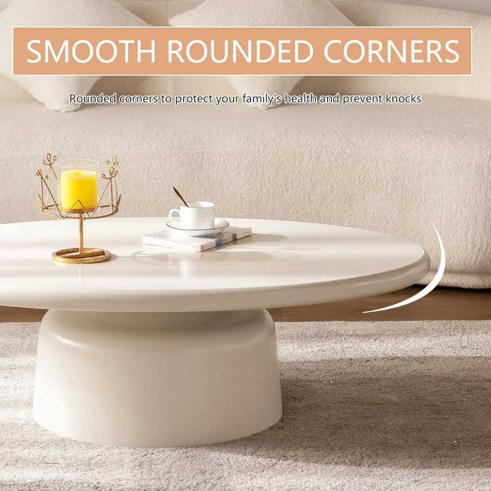 طاولة قهوة لطيفة على شكل سحابة، طاولات قهوة بيضاء غير منتظمة مع 3 أرجل قصيرة، طاولة قهوة حديثة بحافة مستديرة حية #3