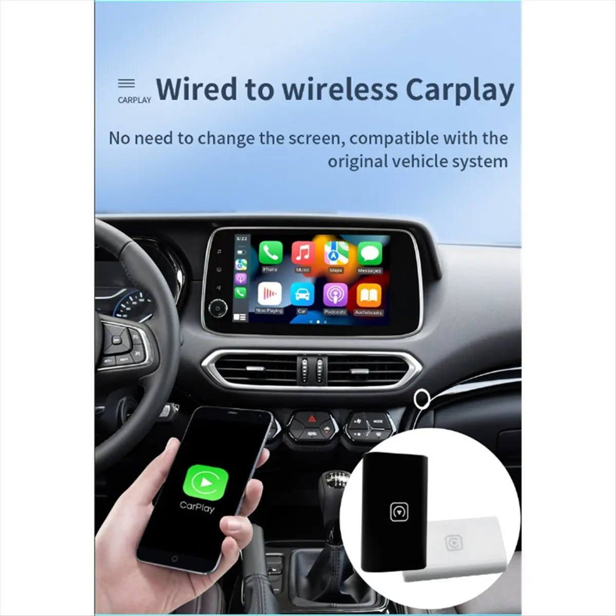 ☶❈＊♥AC1586-CarPlay Mini Box Wireless CarPlay Adapter Wired to Wireless CarPlay for USB/Type C Dongle