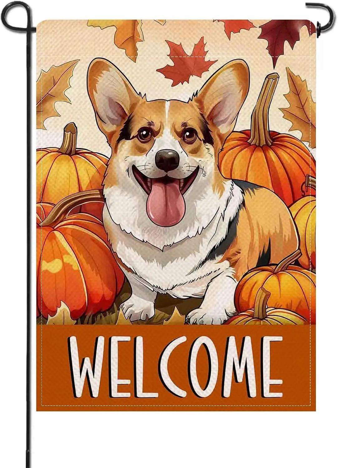 Artofy Welcome Fall Corgi Dog Small Decorative Garden Flag, Autumn Thanksgiving Pumpkin Yard Lawn Outside Decor Pet Owner Lo UUN