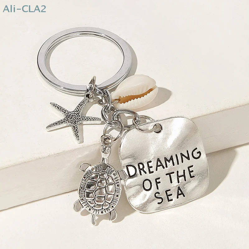 Turtle Starfish Keychain Pendant Dreaming Of The Sea Alloy Key Ring Bag Ornament Accessories