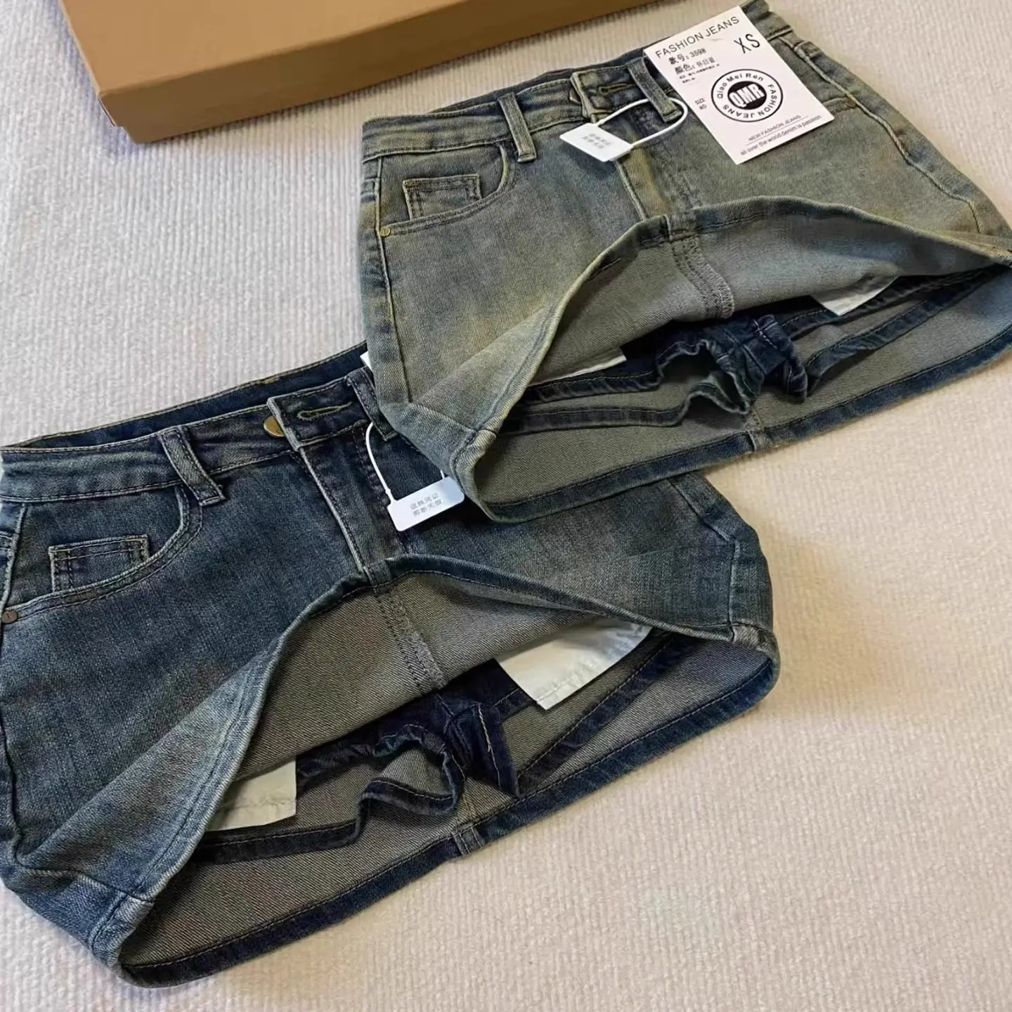 

Ретро джинсовая юбка с высокой талией для женщин, летняя, эластичная, утягивающая, маленького размера, сексуальная, для девушек, с защитой от просвечивания, для прогулок