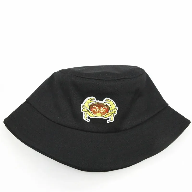 Four Seasons Cartoon Embroidery Cotton Bucket Hat Fisherman Hat Outdoor Travel Hat Sun Cap for Men and Women 104
