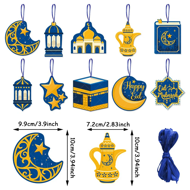 10pcs Ramadan tags for Eid al Fitr 2025, Mubarak home decoration for Ramadan, Karim al Adha, Islamic Muslim Party decor banner