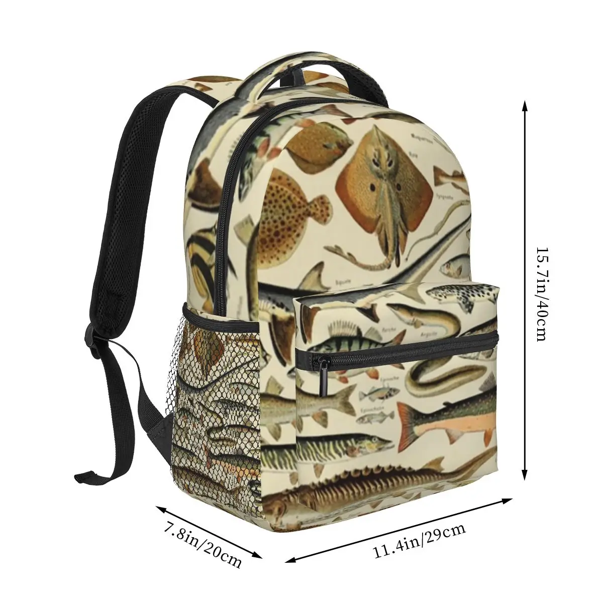 Fish Chart Backpacks Boys Girls Bookbag Children School Bags Cartoon Laptop Rucksack Shoulder Bag Large Capacity