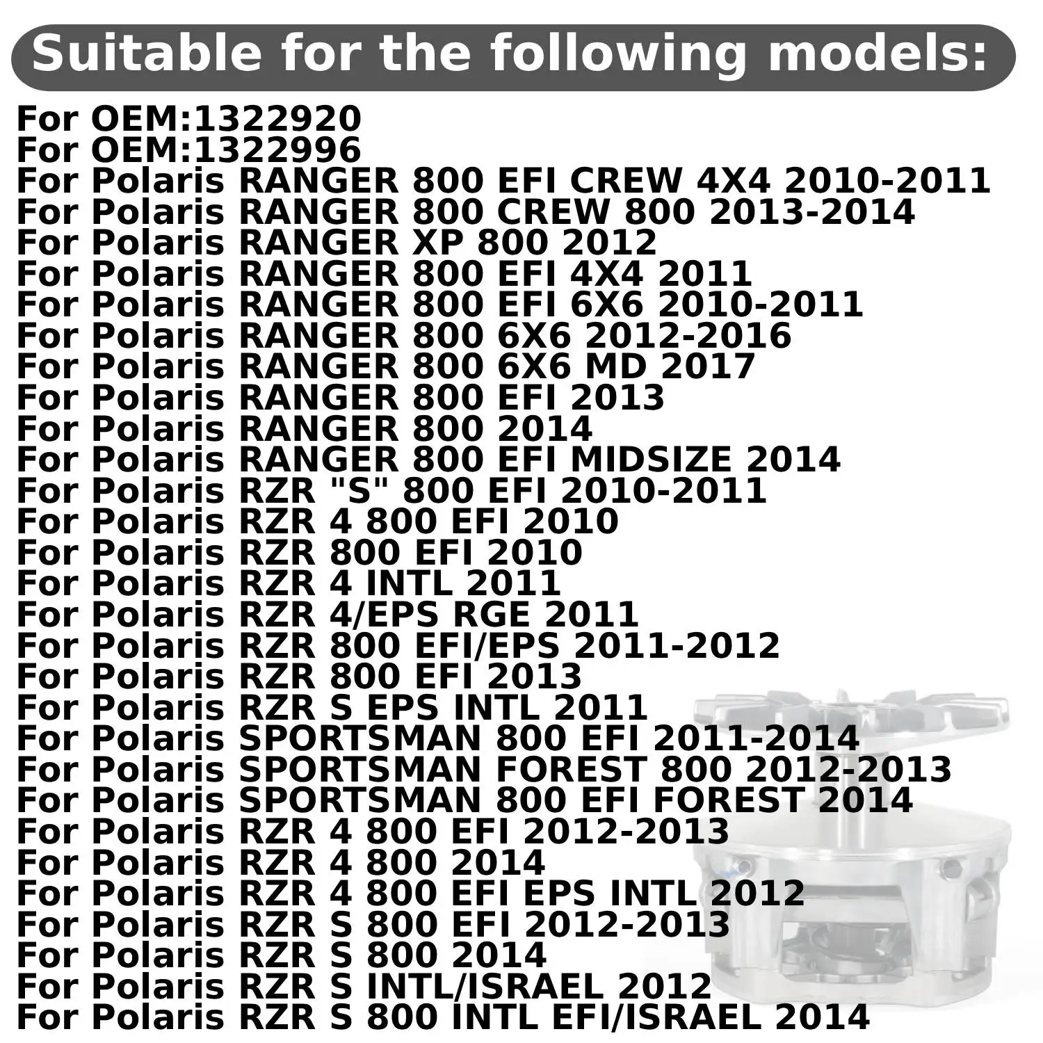Motorcycle Complete Rear Clutch assembly For Polaris SPORTSMAN TOURING 800 EFI INTL FOREST 800 6X6 OEM:1322749