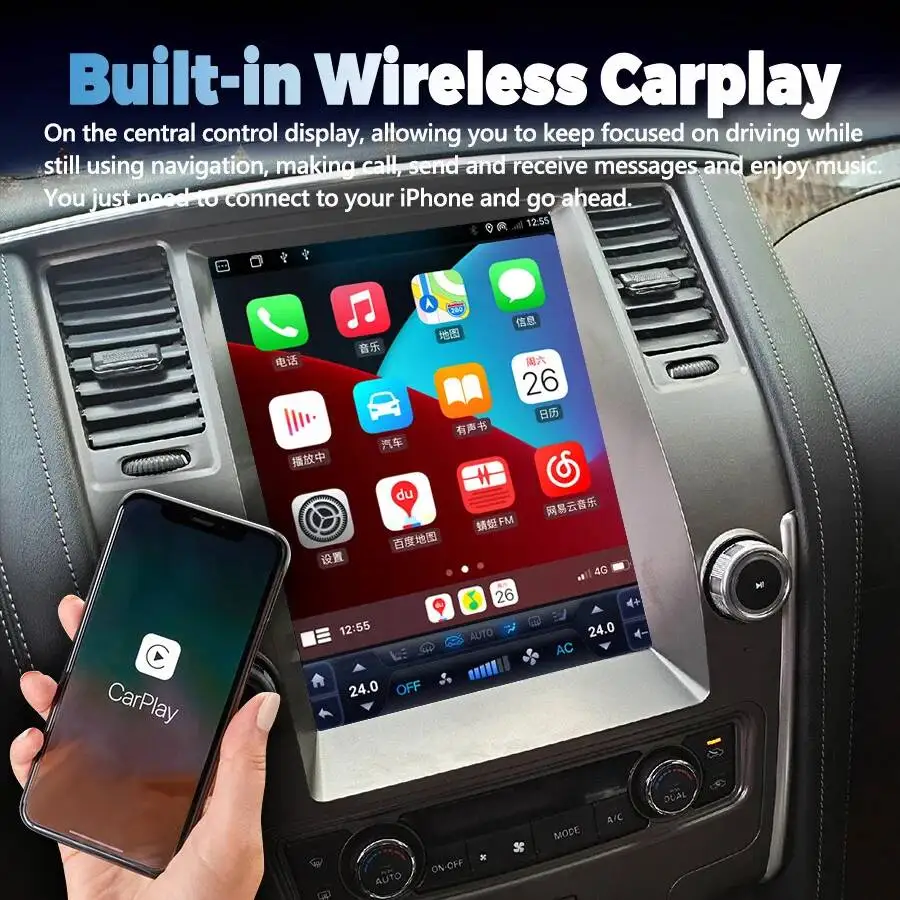 13.8'' Android Carplay For Nissan Patrol Armada Royale Y61 Y62 2016 2017 2018 Car Radio Stereo Multimedia Player Head Unit GPS