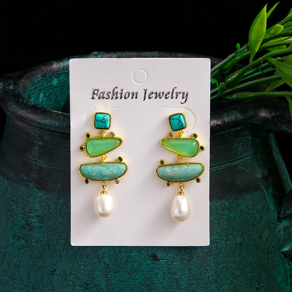 Luxury Women French-style Elegant Irregular Pearl Earrings, Radish Natural Stone Earrings Dropshipping