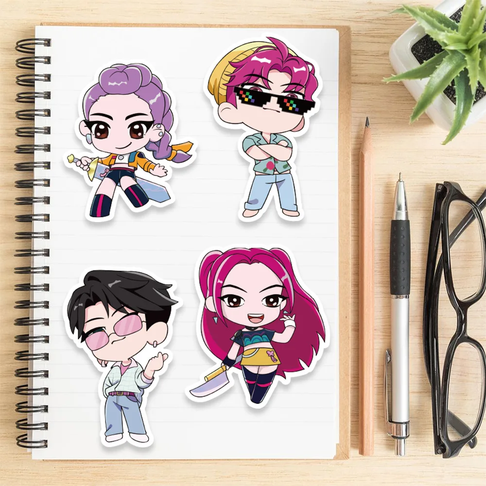 24/32 hojas de pegatinas de cazador de demonios Kpop, pegatinas de Huntrix para álbum de recortes, teléfono, cuaderno, decoración, regalos de recuerdo de fiesta