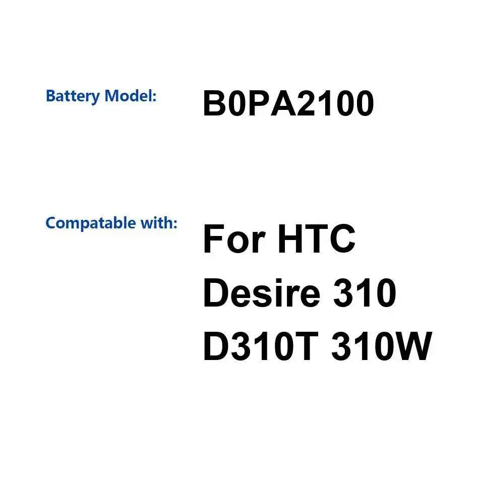 

B0PA2100 Mobile Phone Battery Environmentally Friendly For Htc Desire 310 D310T 310W 2000Mah