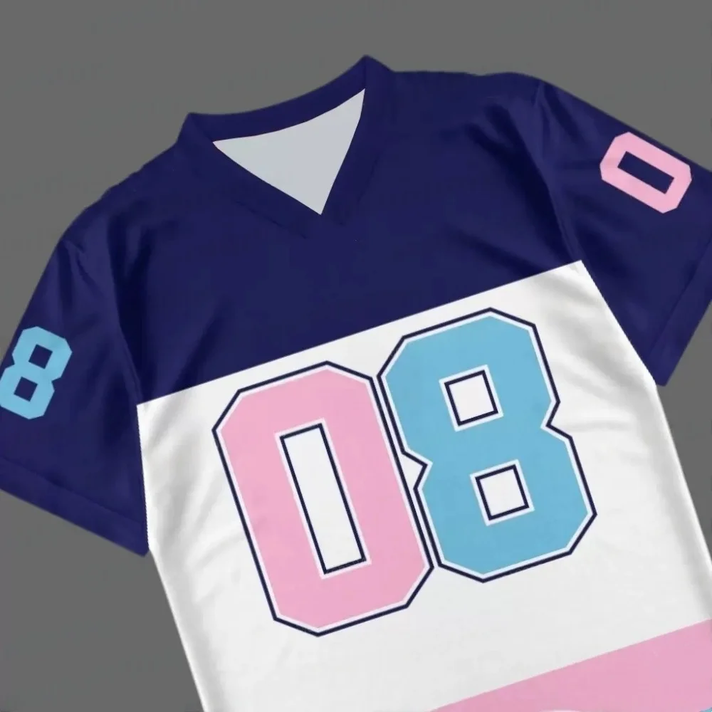 

Women Casual Letters Number Print V-Neck Short Sleeve T-Shirt Summer Tee Baseball Jerseys Women Daily Oversized Sport T-Shirt