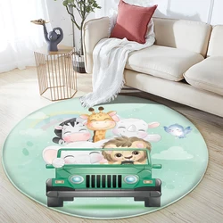 Anti-Slip Kids Rug Baby   Play Mat Train Animal Pattern  Cozy Round