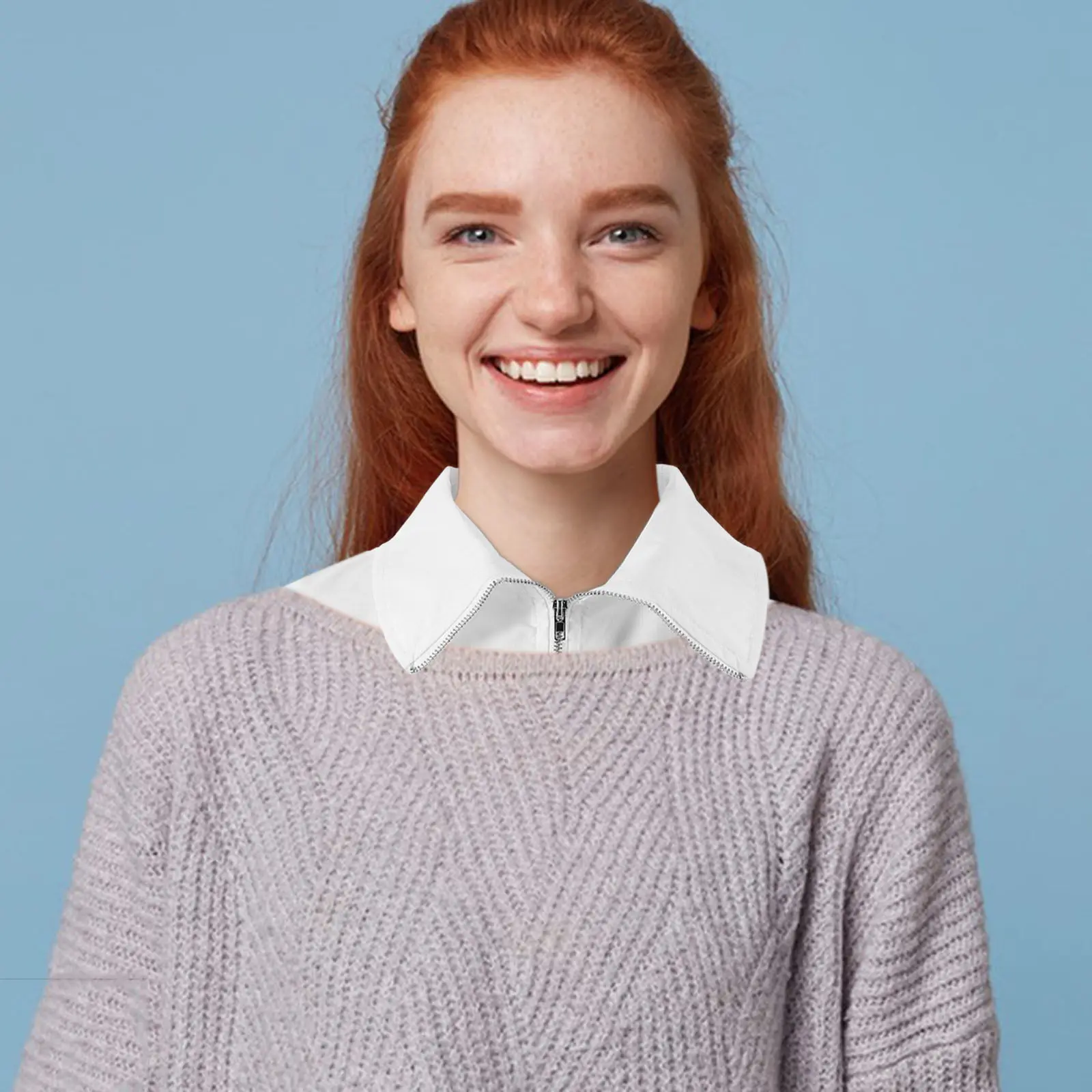 Detachable fake collar for women's office outfits to save closet space with cotton material and zipper design